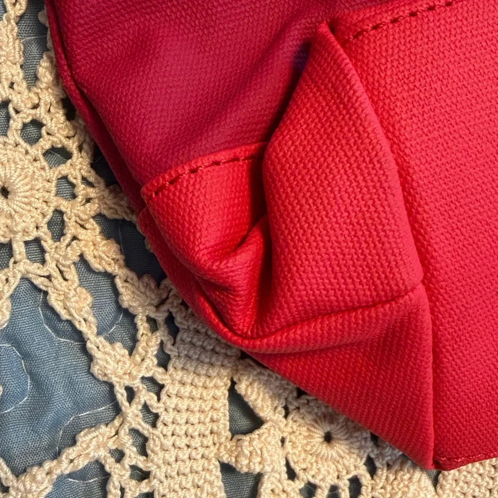 NEW Tory Burch JAYDEN Dipped Canvas Leather Tote Medium Bag Red Auburn Carmine - Picture 4 of 5